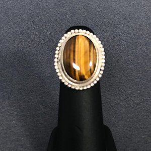Silver Ring with Large Tiger Eye Gemestone
